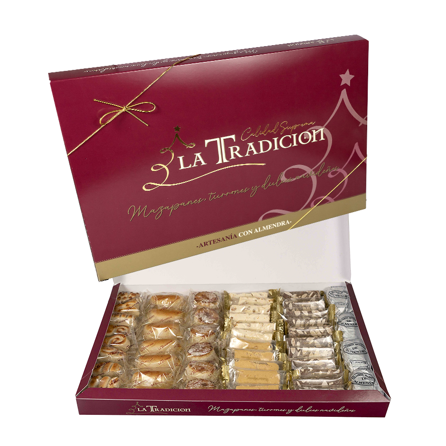 Surtido de mazapanes y turrones de calidad suprema, ideal para disfrutar en Navidad. Dulces tradicionales.